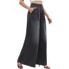 imageTapata Womens 24quot27quot30quot33quot Inseam Wide Leg Jeans Petite Elastic Waist Baggy Denim Pants Long Palazzo TrousersBlack