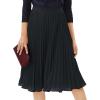 imageTapata Womens Petite Regular Tall Pleated Chiffon Skirt Midi High Elastic Waist A Line Swing SkirtsBlack