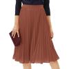 imageTapata Womens Petite Regular Tall Pleated Chiffon Skirt Midi High Elastic Waist A Line Swing SkirtsBrown