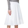 imageTapata Womens Petite Regular Tall Pleated Chiffon Skirt Midi High Elastic Waist A Line Swing SkirtsWhite