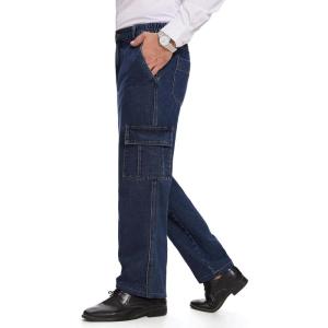 imageTapata Mens Relaxed Fit Cargo Jeans Elastic Waist 6 Pockets Straight Leg Work Utility PantsDark Blue