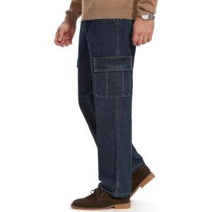 imageTapata Mens Relaxed Fit Cargo Jeans Elastic Waist 6 Pockets Straight Leg Work Utility PantsVintage Grey Blue
