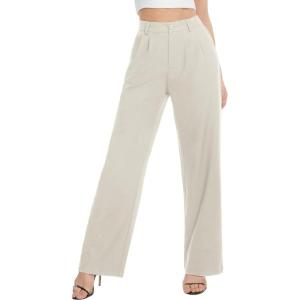 imageTapata Women Wide Leg Pants High Waisted Dress Trousers Casual Elastic Pockets Business Work SlacksBeige