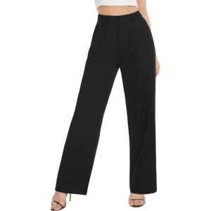 imageTapata Women Wide Leg Pants High Waisted Dress Trousers Casual Elastic Pockets Business Work SlacksBlack