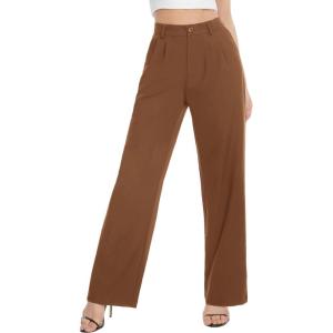 imageTapata Women Wide Leg Pants High Waisted Dress Trousers Casual Elastic Pockets Business Work SlacksBrown