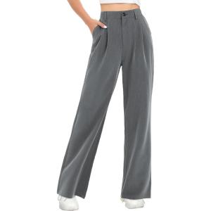 imageTapata Women Wide Leg Pants High Waisted Dress Trousers Casual Elastic Pockets Business Work SlacksGranite Heather