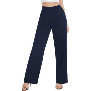 imageTapata Women Wide Leg Pants High Waisted Dress Trousers Casual Elastic Pockets Business Work SlacksNavy Blue