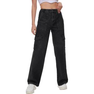 imageTapata Womens 26quot28quot30quot32quot34quot Cargo Jeans Straight Leg Short Petite Regular Tall Denim Relaxed Y2K PantsBlack