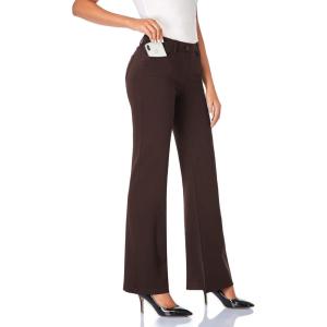imageTapata Womens 28303234 Stretchy Bootcut Dress Pants with Pockets Tall Petite Regular for Office Work BusinessBrown