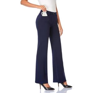 imageTapata Womens 28303234 Stretchy Bootcut Dress Pants with Pockets Tall Petite Regular for Office Work BusinessNavy Blue