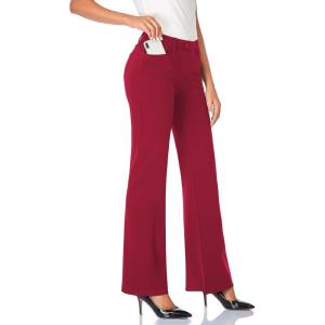 imageTapata Womens 28303234 Stretchy Bootcut Dress Pants with Pockets Tall Petite Regular for Office Work BusinessNew Burgundy