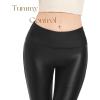 imageTapata Petite Womens 25quot27quot29quot Inseam Faux Leather Leggings High Waisted Pleather Yoga PantsBlack