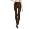imageTapata Petite Womens 25quot27quot29quot Inseam Faux Leather Leggings High Waisted Pleather Yoga PantsBrown