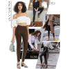 imageTapata Petite Womens 25quot27quot29quot Inseam Faux Leather Leggings High Waisted Pleather Yoga PantsBrown