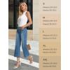 imageTapata Womens 2426 Petite Regular Wide Leg Jeans High Waisted Flare Stretchy Cropped Denim Pants Trendy Baggy PocketsBlue