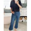 imageTapata Womens 2426 Petite Regular Wide Leg Jeans High Waisted Flare Stretchy Cropped Denim Pants Trendy Baggy PocketsBlue