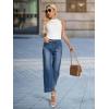 imageTapata Womens 2426 Petite Regular Wide Leg Jeans High Waisted Flare Stretchy Cropped Denim Pants Trendy Baggy PocketsDark Blue