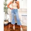 imageTapata Womens 2426 Petite Regular Wide Leg Jeans High Waisted Flare Stretchy Cropped Denim Pants Trendy Baggy PocketsLight Blue