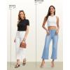 imageTapata Womens 2426 Petite Regular Wide Leg Jeans High Waisted Flare Stretchy Cropped Denim Pants Trendy Baggy PocketsWhite