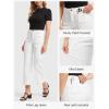 imageTapata Womens 2426 Petite Regular Wide Leg Jeans High Waisted Flare Stretchy Cropped Denim Pants Trendy Baggy PocketsWhite