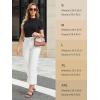 imageTapata Womens 2426 Petite Regular Wide Leg Jeans High Waisted Flare Stretchy Cropped Denim Pants Trendy Baggy PocketsWhite