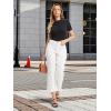 imageTapata Womens 2426 Petite Regular Wide Leg Jeans High Waisted Flare Stretchy Cropped Denim Pants Trendy Baggy PocketsWhite