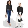 imageTapata Womens Bodysuit Blouse Button Down OnePiece Long Sleeve Solid Office Work Shirt Casual TopsBlack