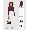 imageTapata Womens Bodysuit Blouse Button Down OnePiece Long Sleeve Solid Office Work Shirt Casual TopsBurgundy