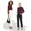 imageTapata Womens Bodysuit Blouse Button Down OnePiece Long Sleeve Solid Office Work Shirt Casual TopsBurgundy