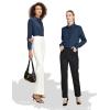 imageTapata Womens Bodysuit Blouse Button Down OnePiece Long Sleeve Solid Office Work Shirt Casual TopsDark Blue