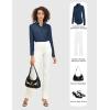 imageTapata Womens Bodysuit Blouse Button Down OnePiece Long Sleeve Solid Office Work Shirt Casual TopsDark Blue