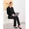 imageTapata Womens Classic ButtonDown Blouse Formal Work Dress Fitted Shirts Collared Long Sleeve Business TopBlack