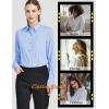 imageTapata Womens Classic ButtonDown Blouse Formal Work Dress Fitted Shirts Collared Long Sleeve Business TopLight Blue  Classic