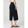 imageTapata Womens Wide Leg Cropped Pants Stretchy Pull On Mid Rise Slacks for Business Casual Capris with PocketsBlack