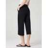 imageTapata Womens Wide Leg Cropped Pants Stretchy Pull On Mid Rise Slacks for Business Casual Capris with PocketsBlack