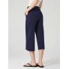 imageTapata Womens Wide Leg Cropped Pants Stretchy Pull On Mid Rise Slacks for Business Casual Capris with PocketsDark Blue