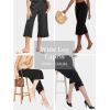 imageTapata Womens Wide Leg Cropped Pants Stretchy Pull On Mid Rise Slacks for Business Casual Capris with PocketsDark Blue