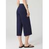 imageTapata Womens Wide Leg Cropped Pants Stretchy Pull On Mid Rise Slacks for Business Casual Capris with PocketsDark Blue