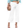 imageTapata Womens 2426 Petite Regular Wide Leg Jeans High Waisted Flare Stretchy Cropped Denim Pants Trendy Baggy PocketsWhite