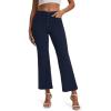 imageTapata Womens 242629 Inseam Cropped Flare Dress Pants Button 4 Pockets Capris Stretchy Work Casual Ankle Pant TrousersNavy Blue