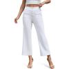 imageTapata Womens 242629 Inseam Cropped Flare Dress Pants Button 4 Pockets Capris Stretchy Work Casual Ankle Pant TrousersWhite