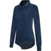 imageTapata Womens Bodysuit Blouse Button Down OnePiece Long Sleeve Solid Office Work Shirt Casual TopsDark Blue