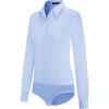 imageTapata Womens Bodysuit Blouse Button Down OnePiece Long Sleeve Solid Office Work Shirt Casual TopsLight Blue