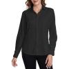 imageTapata Womens Classic ButtonDown Blouse Formal Work Dress Fitted Shirts Collared Long Sleeve Business TopBlack  Classic