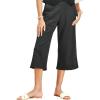 imageTapata Womens Wide Leg Cropped Pants Stretchy Pull On Mid Rise Slacks for Business Casual Capris with PocketsCharcoal
