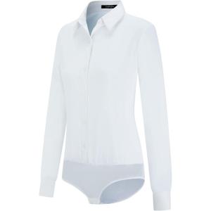 imageTapata Womens Bodysuit Blouse Button Down OnePiece Long Sleeve Solid Office Work Shirt Casual TopsWhite