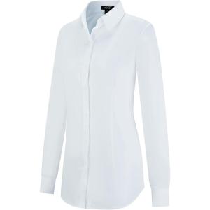 imageTapata Womens Classic ButtonDown Blouse Formal Work Dress Fitted Shirts Collared Long Sleeve Business TopWhite