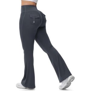 imageTapata Womens Flare Leggings 28303234 Inseam Petite Tall Long Scrunch Butt Lift Gym Workout Yoga Pants with PocketsDark Grey