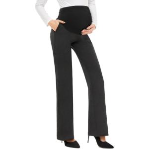 imageTapata Womens Maternity Pants 28quot 30quot 32quot Bootcut Dress Pants with Pockets Over Belly Pregnancy Work Pants OverBump CasualCharcoal