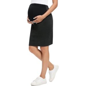 imageTapata Womens Maternity Skirts Over The Belly Midi Stretchy Pencil Skirt with Waistband Extenders Pregnancy DressCharcoal